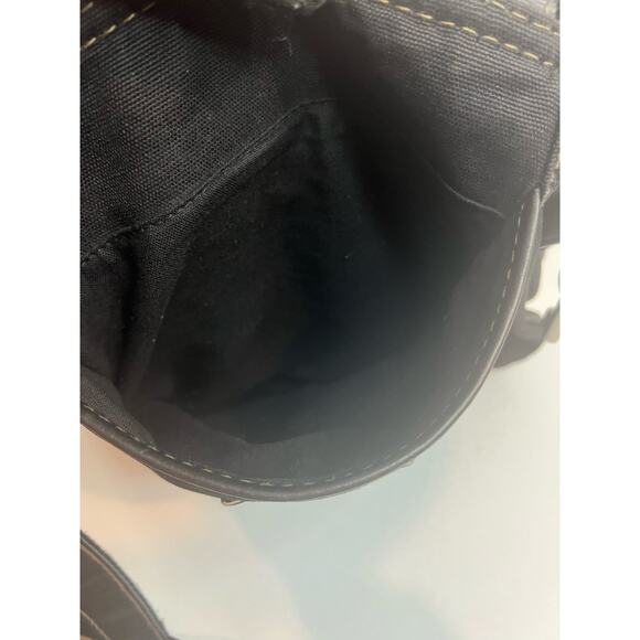 Fossil Lizette Black Leather and Cotton Crossbody Purse Bag Tote - Picture 12 of 14